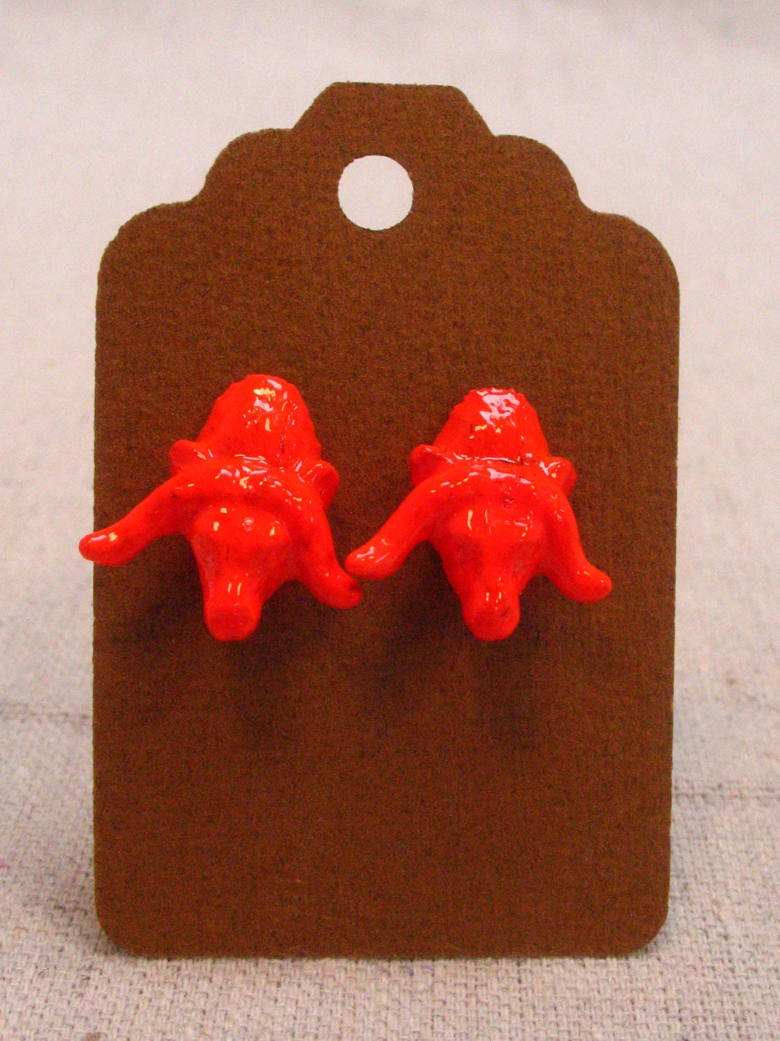 Neon Red Water Buffalo Earrings