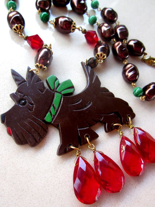 Vintage Scottie Dog Necklace Assemblage