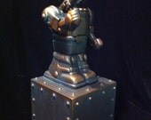 Bronze Space Robot With Raygun Statue 2