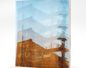 factory trails.  8" x 10" photograph mounted to maple panel.  ready to hang.