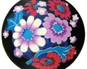 Polymer clay cane. Unique milefiore 1" wide. Details bouquet flowers  -  Midnight Flame