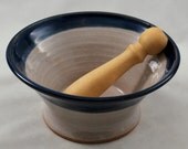 Blue and White Mortar Stoneware Clay Pottery Free Shipping