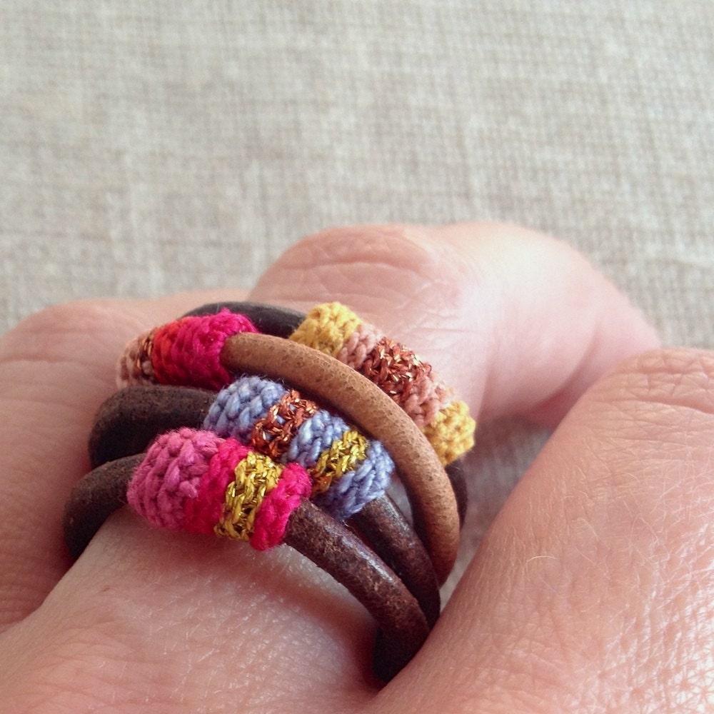 set of 4 leather rings - made to your order