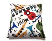 Two Red Blue Turquoise Yellow Gold Black Olive Green Pillow Covers Decorative Music Toss Throw Accent Covers 18 inch pair