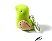 Lime Green Bird Charm or Zipper Pull