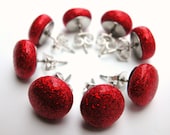 Red Glitter Post Earrings Surgical Steel Ear Posts