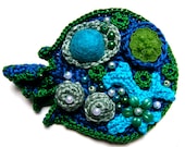 MIXED MEDIA BROOCH - crochet and embroidery - limited edition