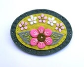 SWEETHEART felt brooch pin with freeform embroidery