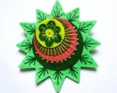 STARBURST felt brooch pin with freeform embroidery - scandinavian style