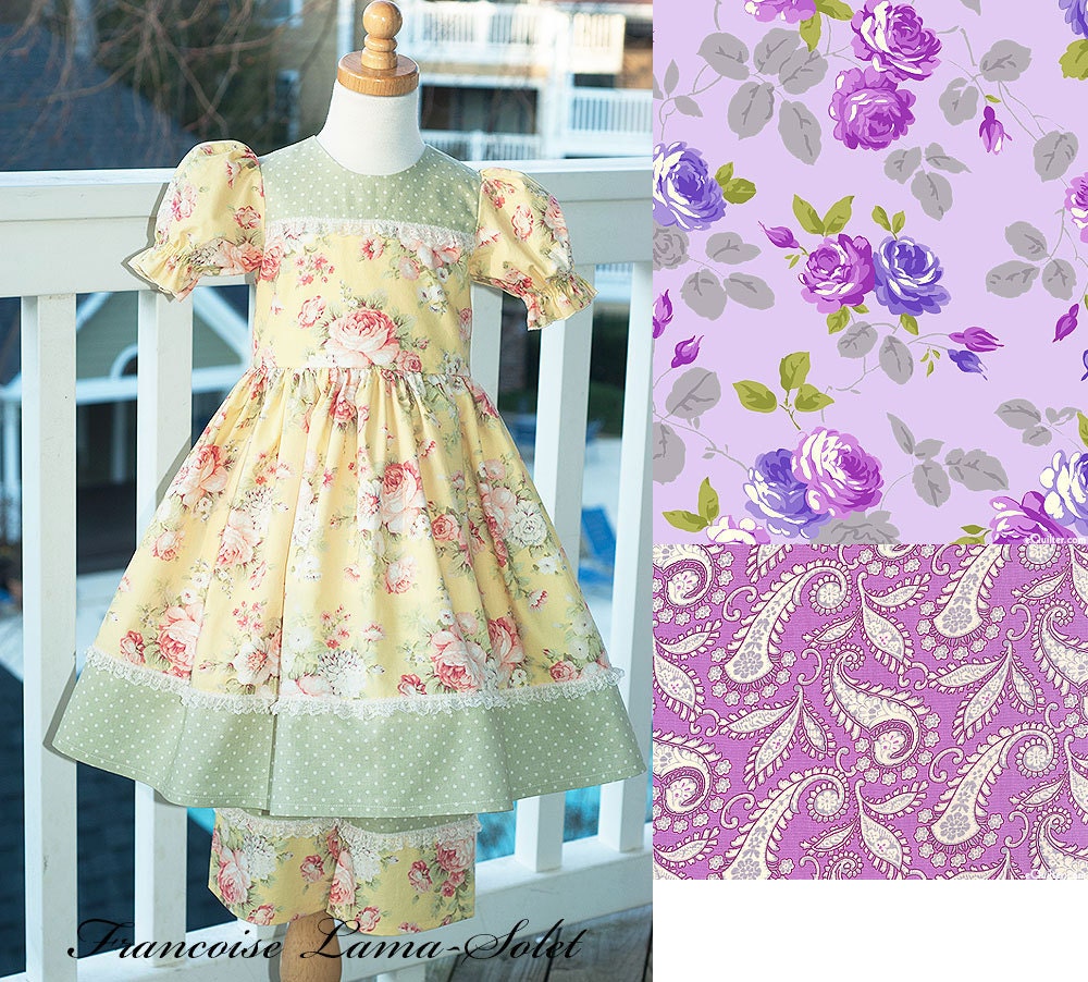 Girl Custom Easter birthday vintage shabby chic puff sleeve twirl dress Size 12 months to 12 yrs - Cecilia