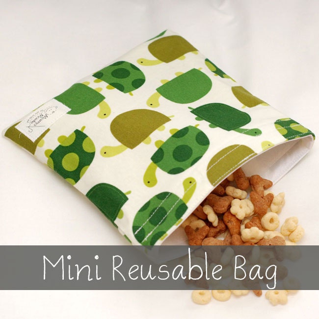 Turtles on Cream - Mini Reusable Bag from green by mamamade