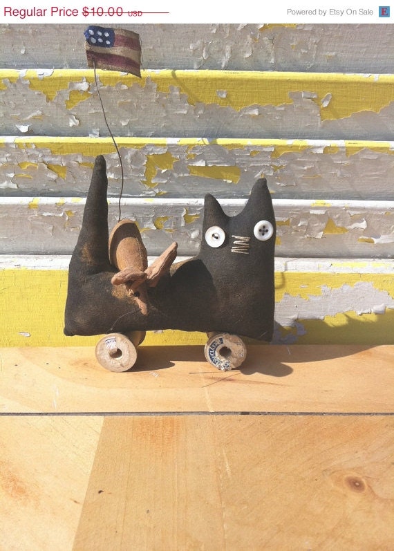 CustomerAppreciation Sale Primitive Americana Cat Pull Toy