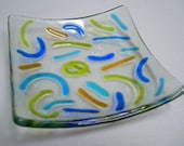 Fused glass dish  Squiggle  free shipping UK