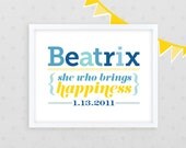 Custom Name Print 11x14 Nursery Decor  // The Beatrix  //  Giclee Print  //  Baby Gift