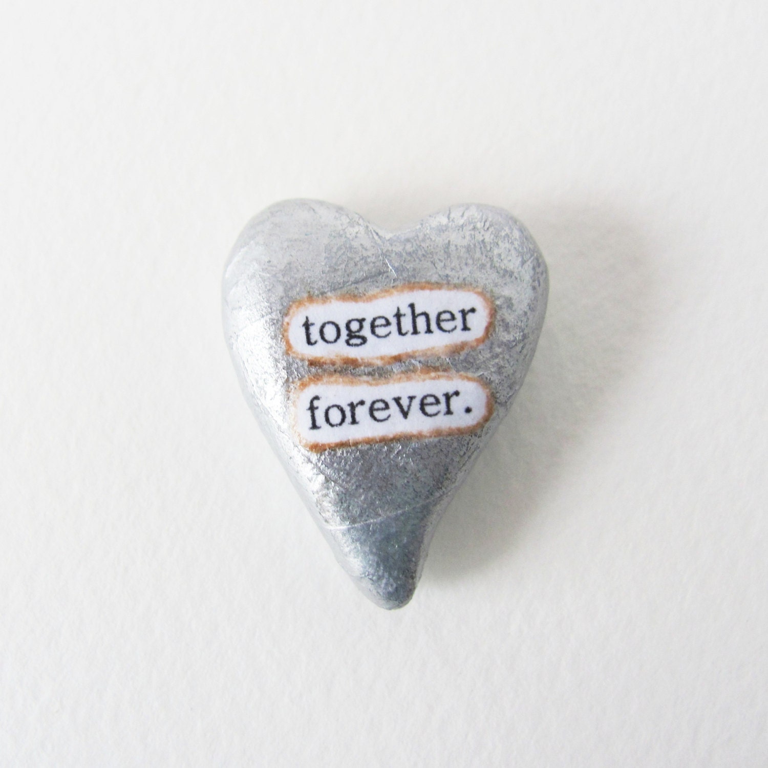 Clay Heart Sentiment with Fabric Gift Pouch- Together Forever- Wedding, Anniversary, Spouse, Love, Fiancee