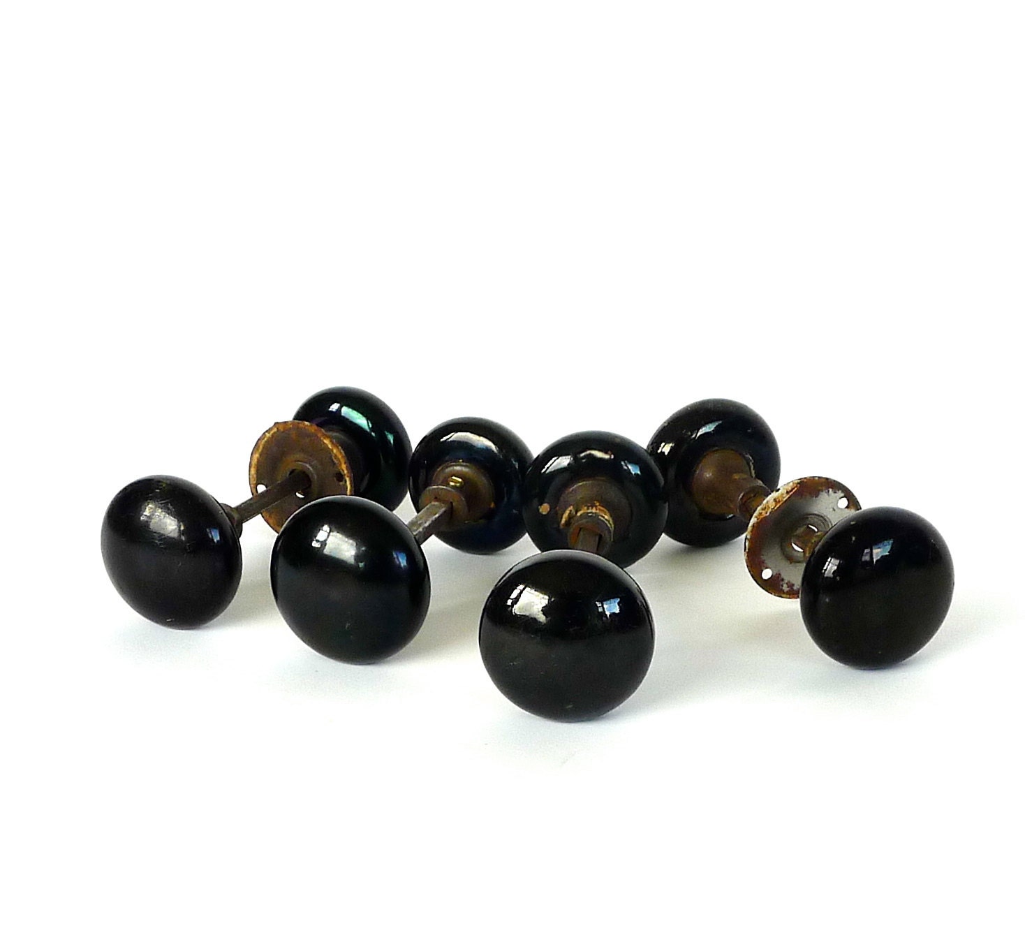 Black Porcelain Door Knob Set