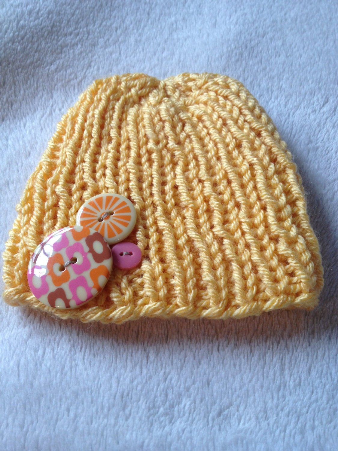 Baby Girl Button Knitted Beanie