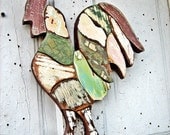Country Kitchen Rooster, Reclaimed Wood Art, Wall Decor Mosaic Art