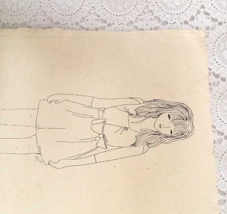 Fashion Illustration of a female - hand pulled screenprint