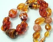 Vintage/ antique Art Deco 1940s/ 50s Murano, Venetian, art glass, amber glass bead necklace