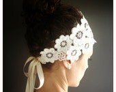 Daisy Chain Lace Headwrap - Venice Lace Headband - Oversized Lace Headpiece - Lace Wedding Sash - katieburley