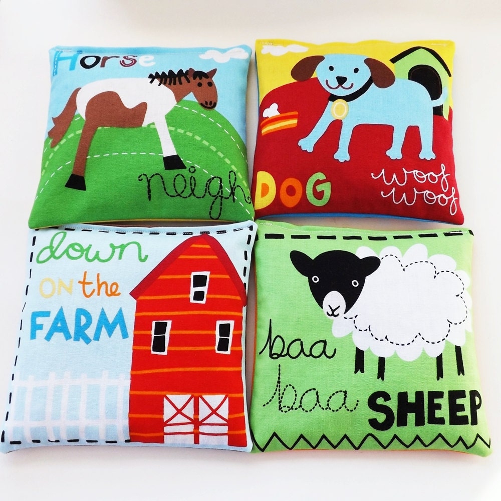 4 Large Bean Bags - Sensory Toy / Game / Party Favors - Barn Farm Barnyard Animals Tractor