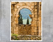 Moroccan Art Print - Roman Stone Window View of Fields Trees in Volubilis 10x8 11x14 16x20 20x30 photograph wall art home decor print
