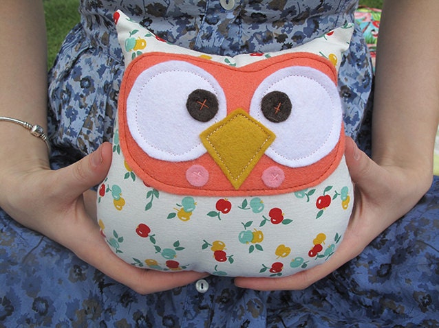 owl plush toy pretty apple fabric design