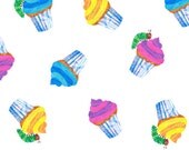Happy Birthday by Eric Carle, The Very Hungry Caterpillar Cupcakes Fabric - Half Yard