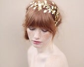 Bridal headband, fern leaves, headpiece - Woodland fern gilded headband - Style 353