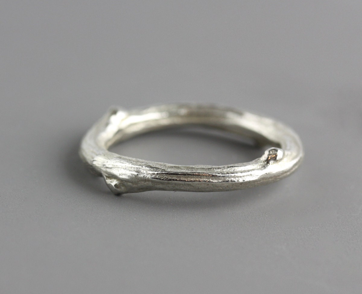ON SALE - 50% OFF - Man's or Woman's Twig Wedding Band - Sterling Silver Twig Wedding Band--Size 9.75--Ready to Ship