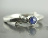 ON SALE - 50% OFF - Blue Sapphire Engagement Ring - Twig Ring - Rose Cut Sapphire - Branch Ring - Size 5.5 - Ready to Ship