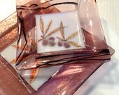 Fused Glass Dish: Rhubarb Shift Tint Plate with Olives