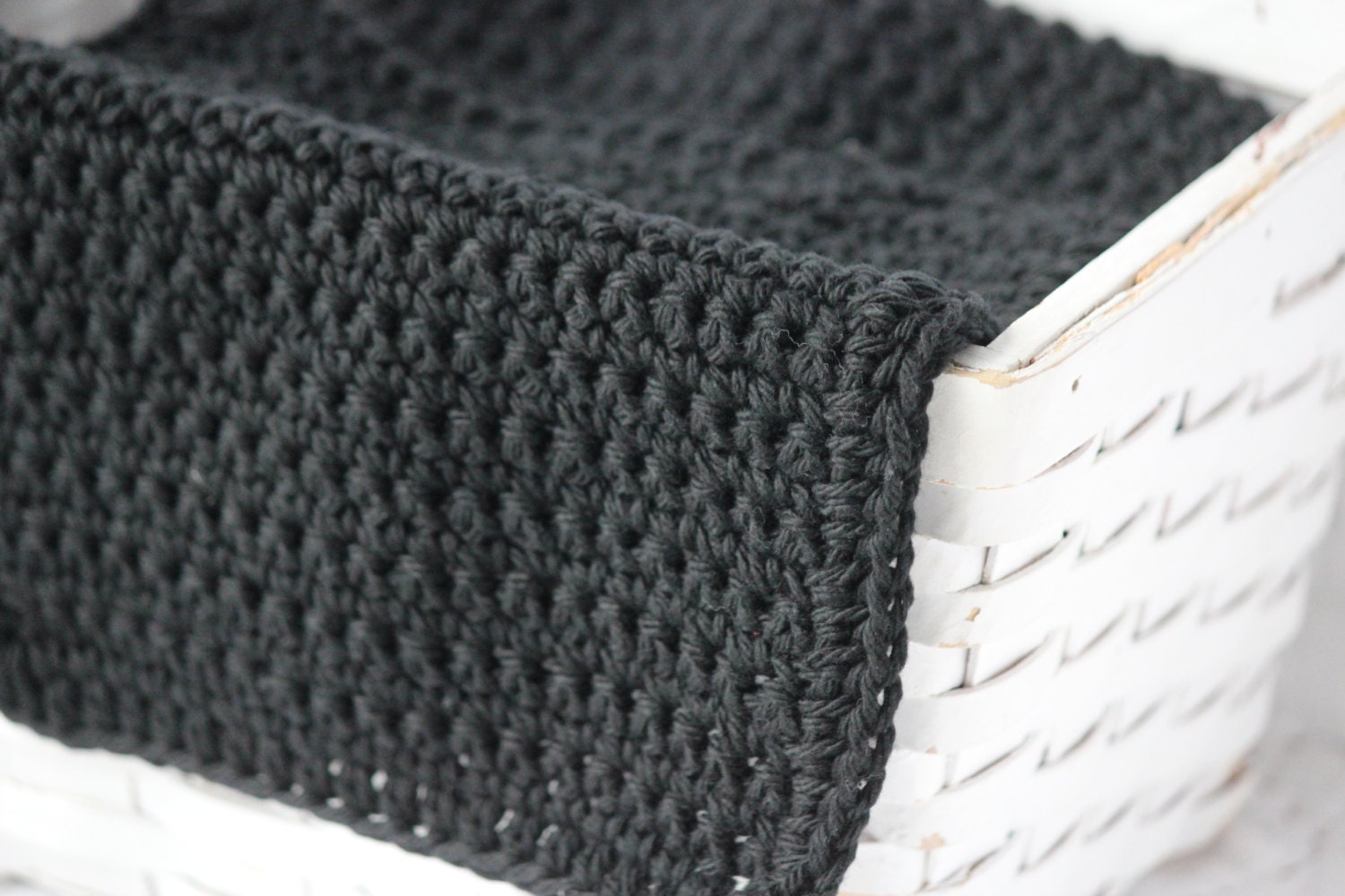3 crocheted black cotton dishcloths