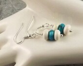 Oh Buoy aqua turquoise and cream magnesite rondelle surgical steel earrings absolutely affordable
