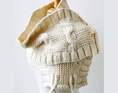 Women's Fashion - Luxurious Hand-Knit Shoulder Wrap - Merino Wool - Ivory White
