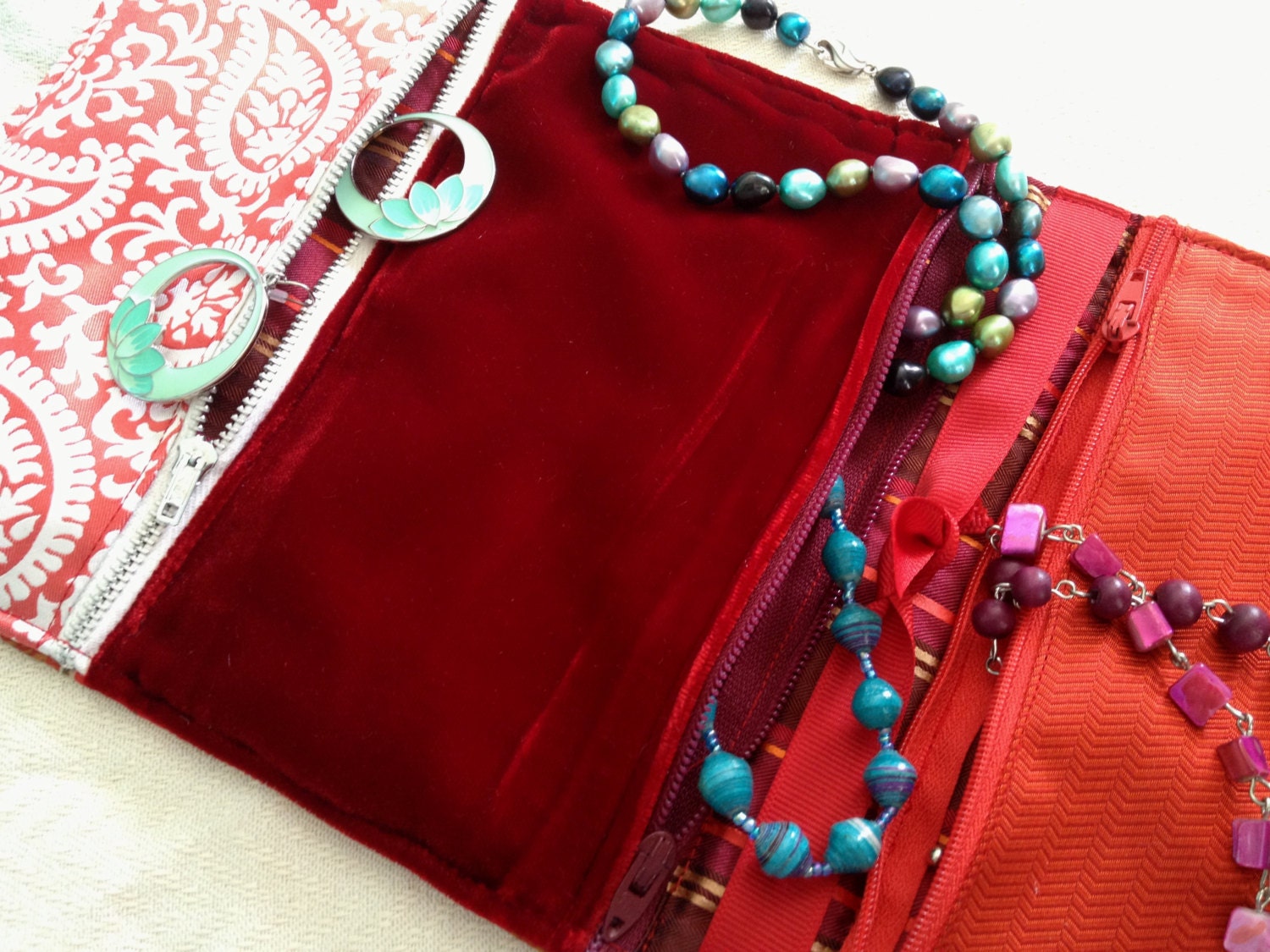 Luxury Silk Jewelry Travel Case - Warm Nights Paisley