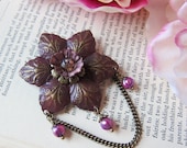 Floral Medallion - Adorned Burgundy Brooch Pin
