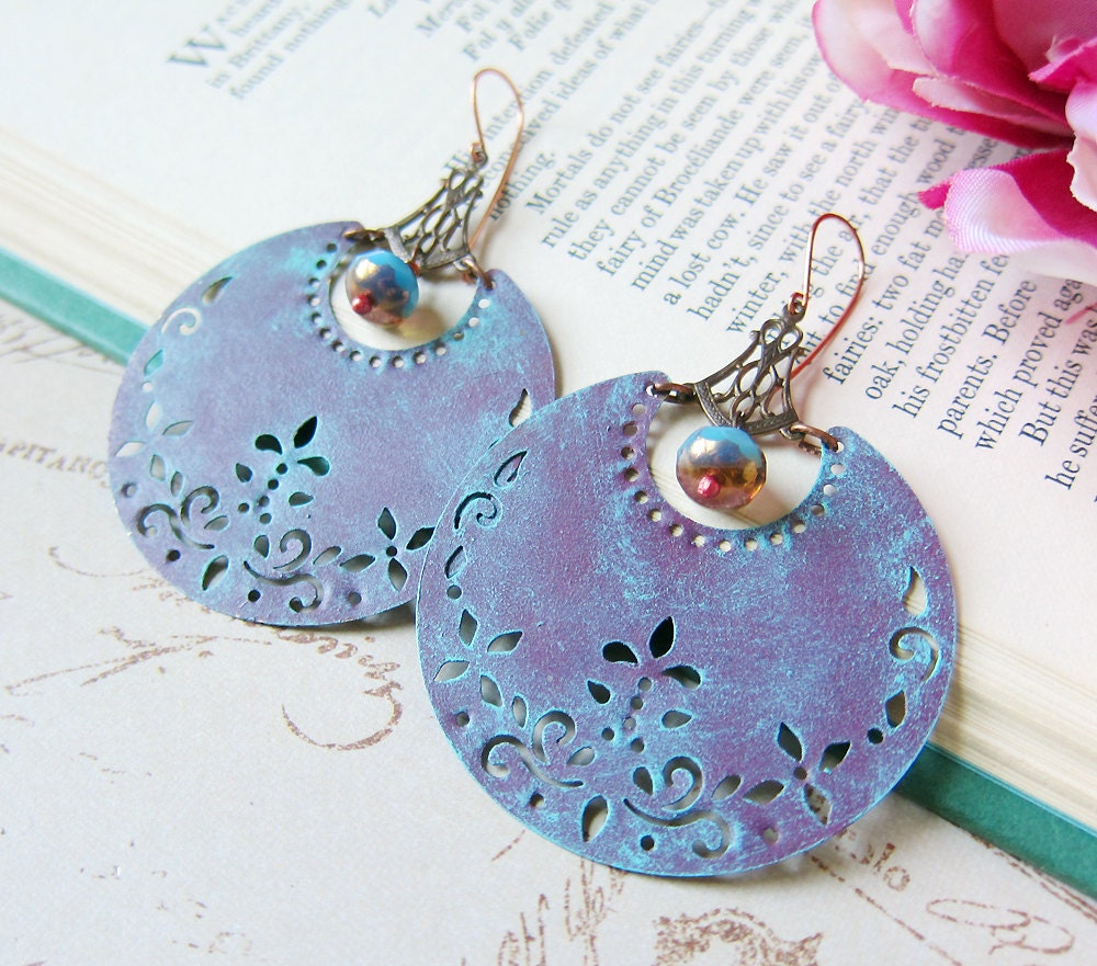 Berries and Verdigris Earrings