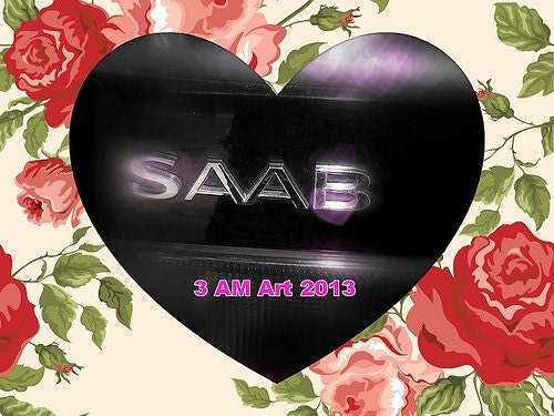 My big Saab heart 8x10 9-5 wagon black photography art fun valentine car lover autophile enthusiast