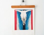 Georgia O'keeffe print "cow's Skull-Red White and Blue"