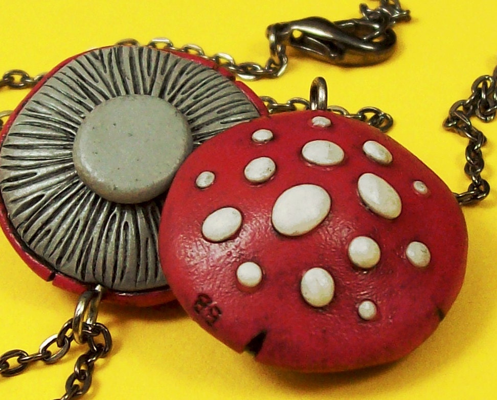 Red Mushroom Necklace inspired by Alice in Wonderland