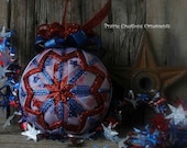 Patriotic Sparkling Stars 4th of July Quilted Ornament Decoration