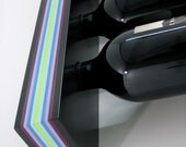 Wall Mounted Wine Rack : Thin - holds 8 bottles - black, purple, blue, green stripes