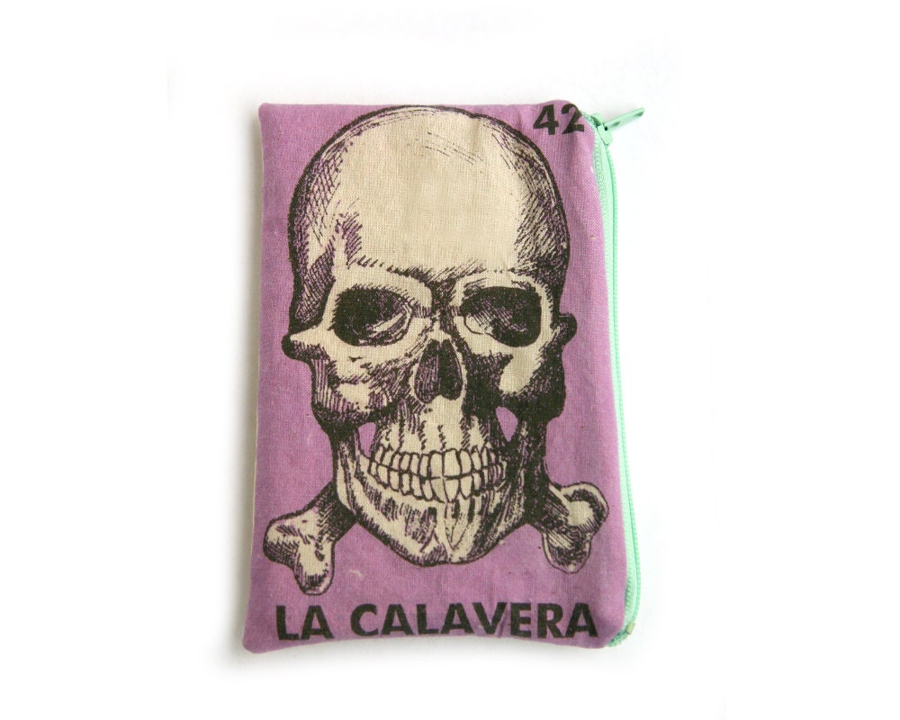 LA CALAVERA Mexican Loteria Zipper Pouch - Skull and Crossbones