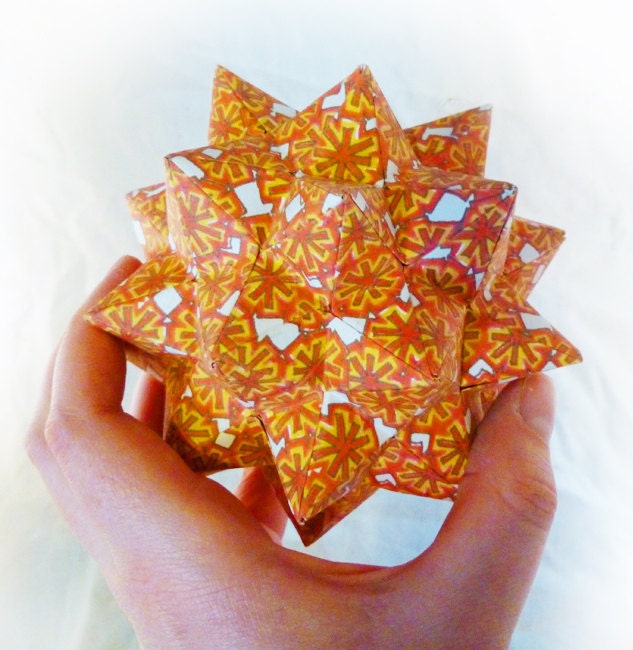 Orange origami star- spiky orange paper ball