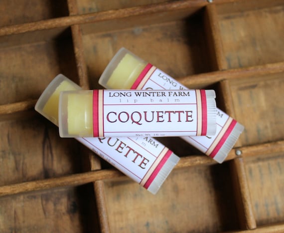 Coquette Lip Balm - One Tube Beeswax Shea Cocoa Butter Jojoba