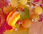 Glass Beaded Bracelet. Handmade Lampwork Beads. Agates. Jewelry Art. MARGARITA by OPENSTUDIO, Openstudiobeads.