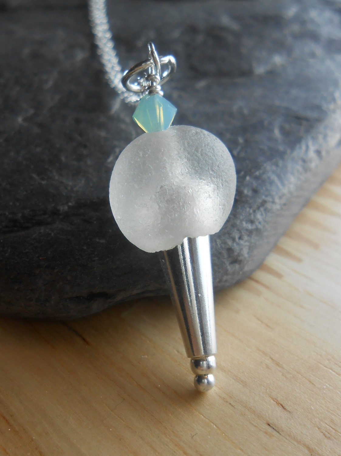 Sea Glass Jewelry - Ice Cream Cone Necklace - I Scream, You Scream