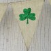 Shamrock Glittered Cream painted Burlap Banner...St. Patricks Day